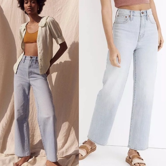 Madewell- The Perfect Vintage Wide-Leg Crop Jean Edmunds Wash Light Wash Size 26 - Picture 1 of 9